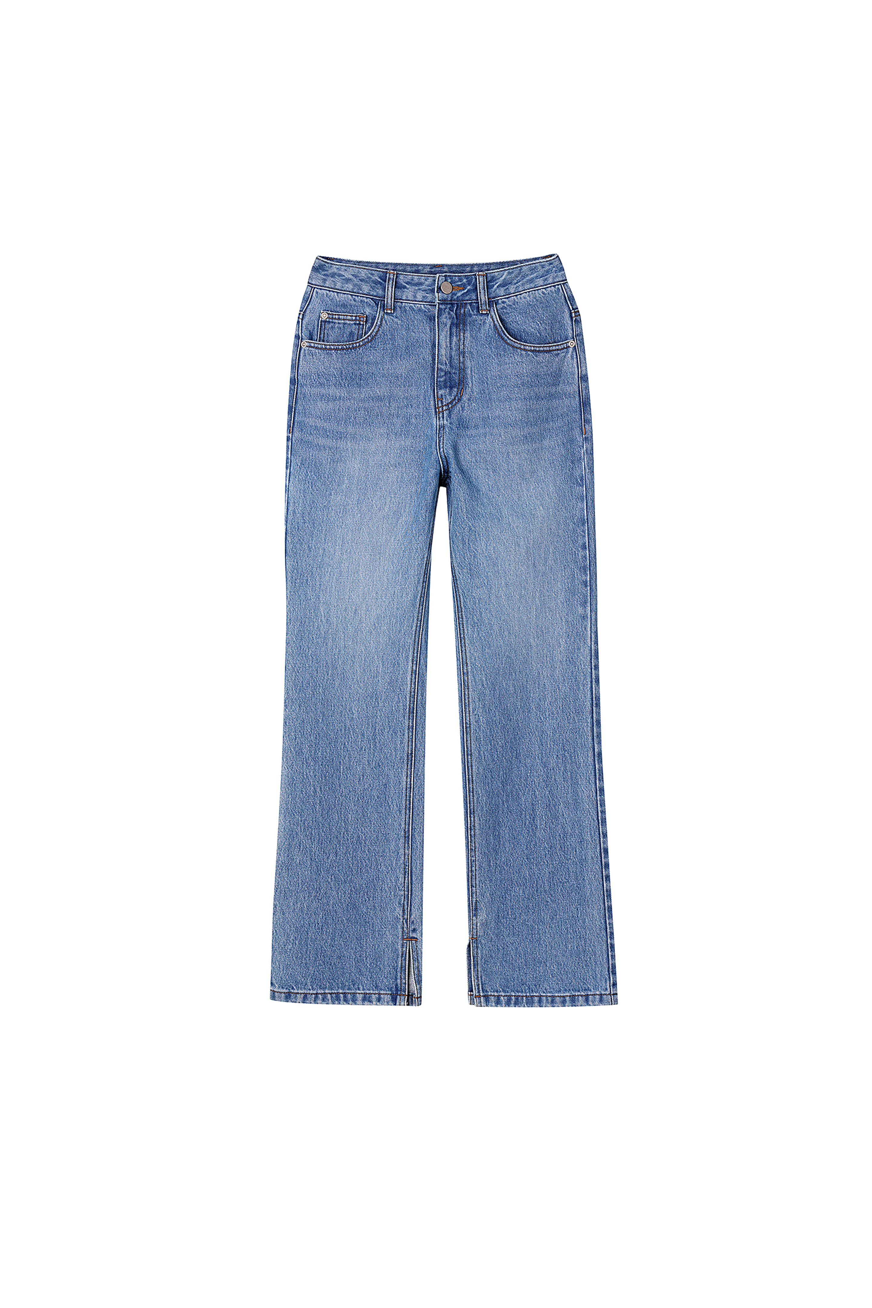 Jeans Trapez fit Side Slit Blue
