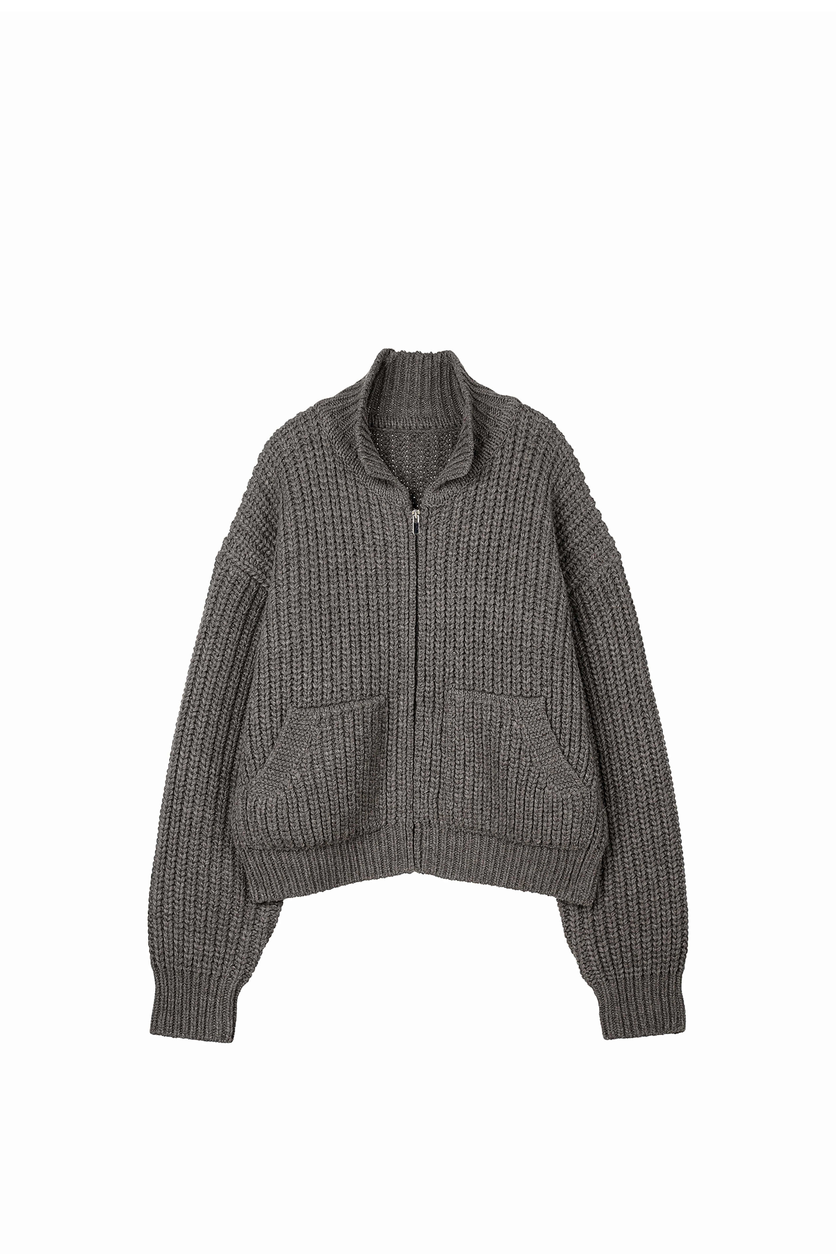2nd) Marais Knitted Blouson Jacket Grey Brown